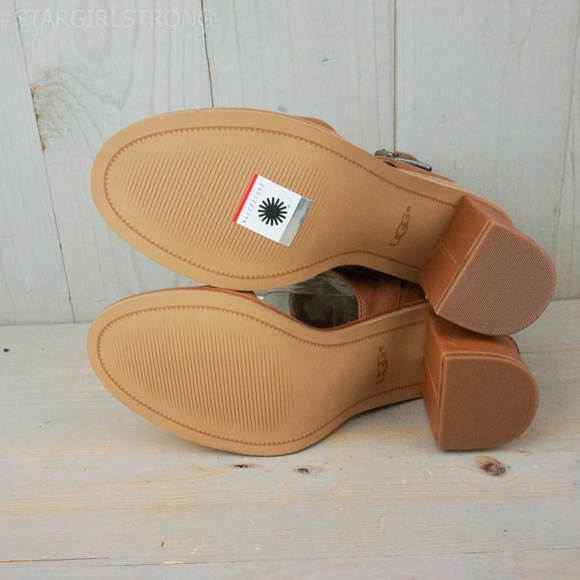 ugg claudette peep toe leather block heel  sandals heels nib - Picture 8 of 8